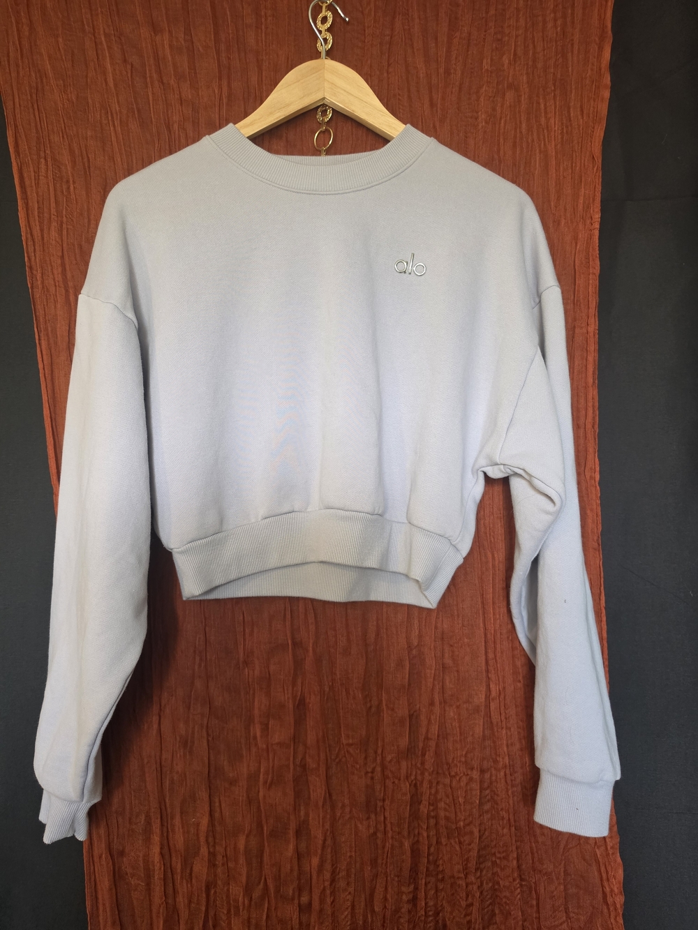 ALO Yoga Light Gray Cropped Crew Sweatshirt